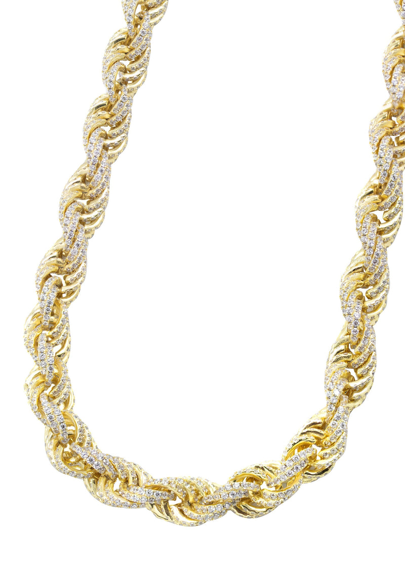 Silver Chain -  Gold Iced Out Rope Chain