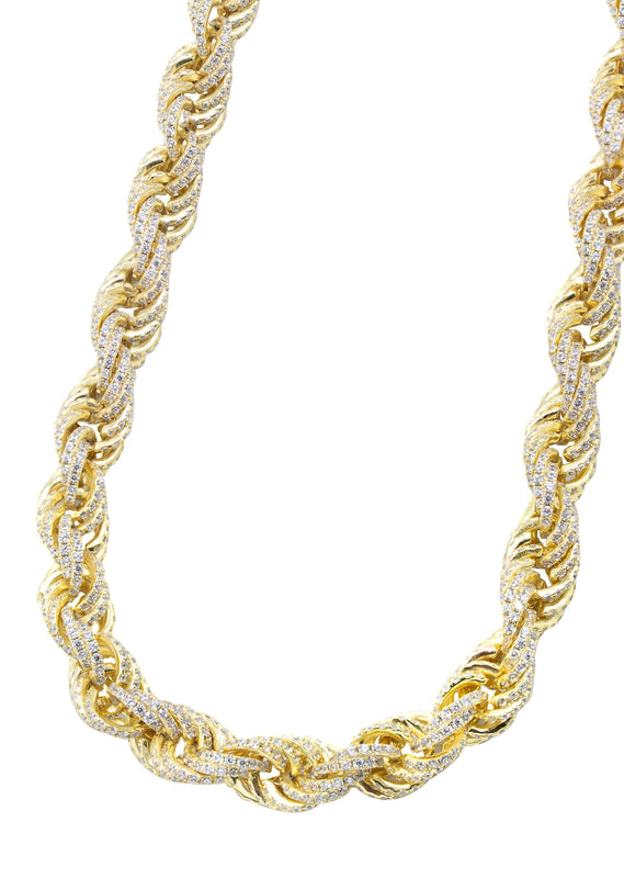 Silver Chain -  Gold Iced Out Rope Chain