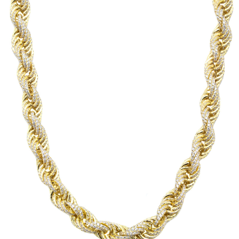 Silver Chain -  Gold Iced Out Rope Chain
