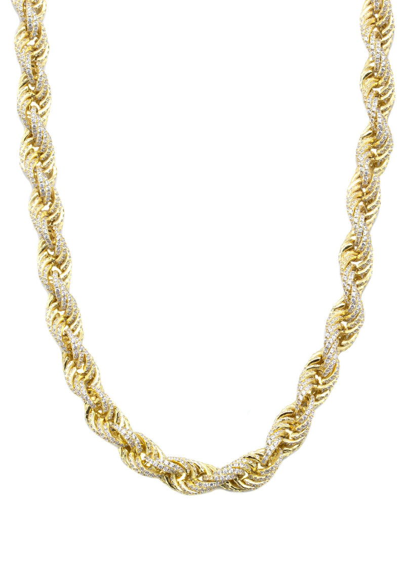 Silver Chain -  Gold Iced Out Rope Chain