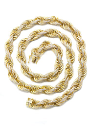 Silver Chain -  Gold Iced Out Rope Chain