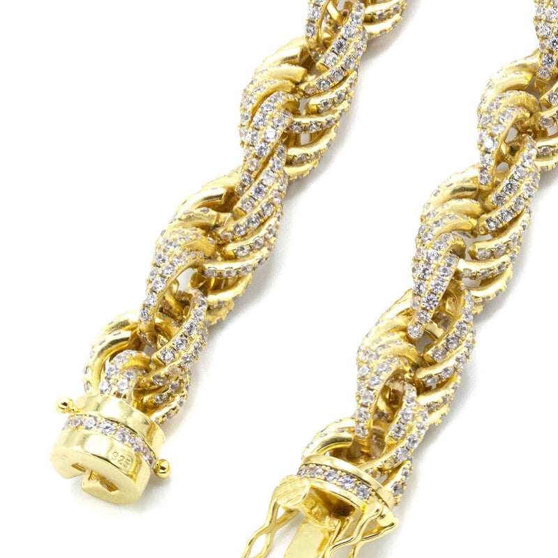 Silver Chain -  Gold Iced Out Rope Chain