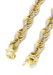 Silver Chain -  Gold Iced Out Rope Chain