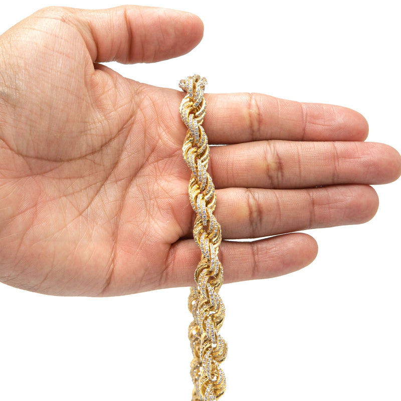 Silver Chain -  Gold Iced Out Rope Chain
