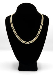 Silver Chain -  Gold Single Row Iced Out Miami Cuban Link Chain