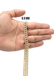 Silver Chain -  Gold Single Row Iced Out Miami Cuban Link Chain
