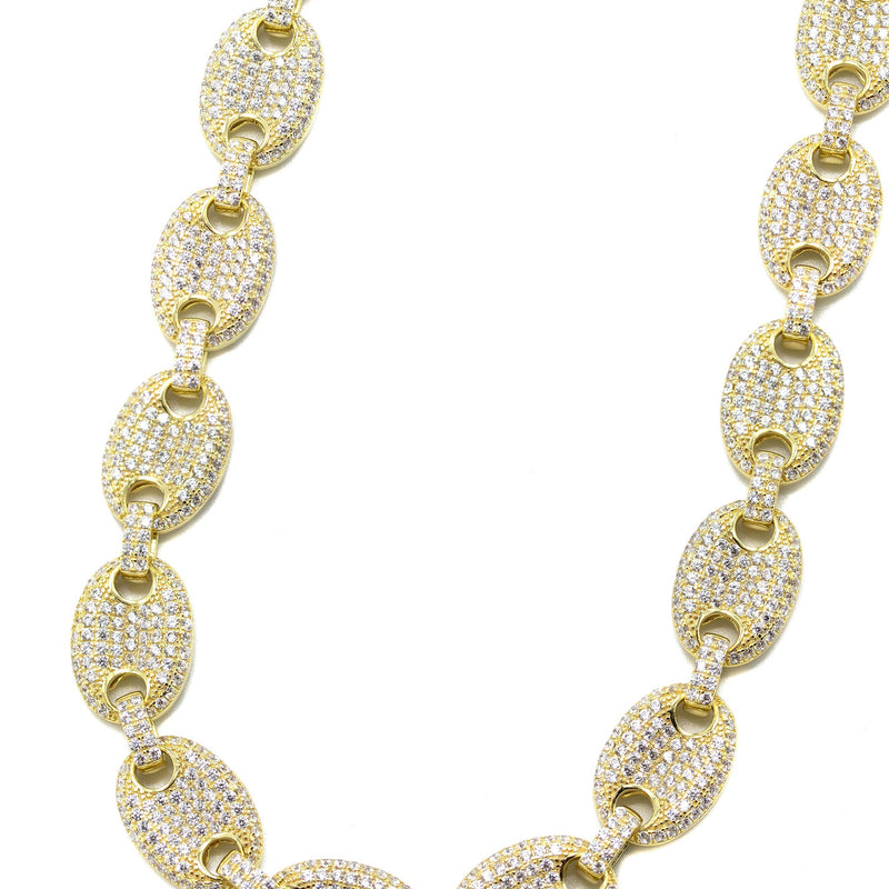 Silver Chain -  Gold Iced Out Puff Chain