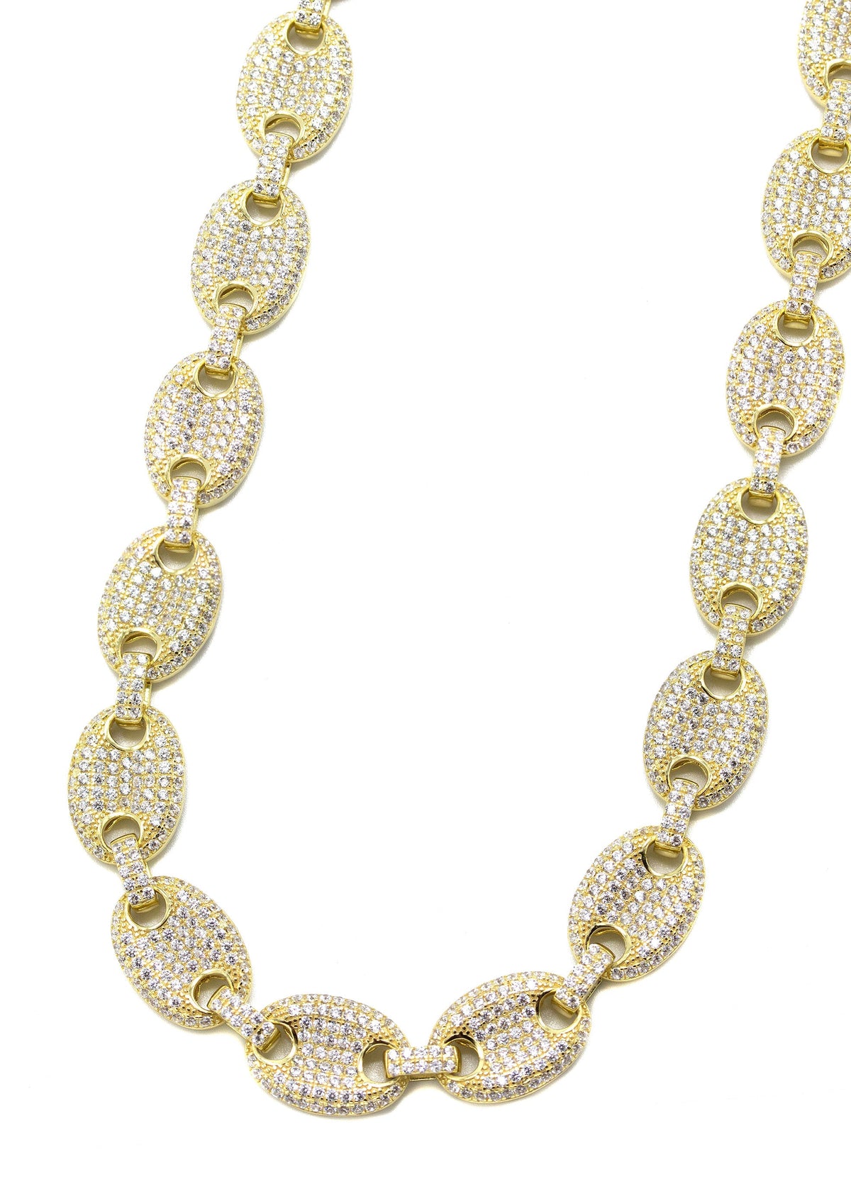 Silver Chain -  Gold Iced Out Puff Chain