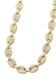 Silver Chain -  Gold Iced Out Puff Chain