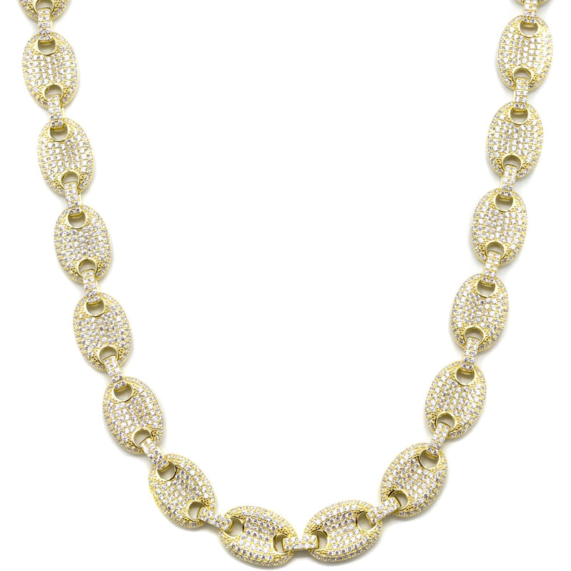 Silver Chain -  Gold Iced Out Puff Chain