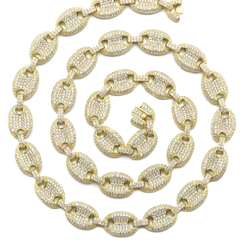 Silver Chain -  Gold Iced Out Puff Chain