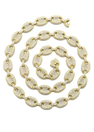 Silver Chain -  Gold Iced Out Puff Chain