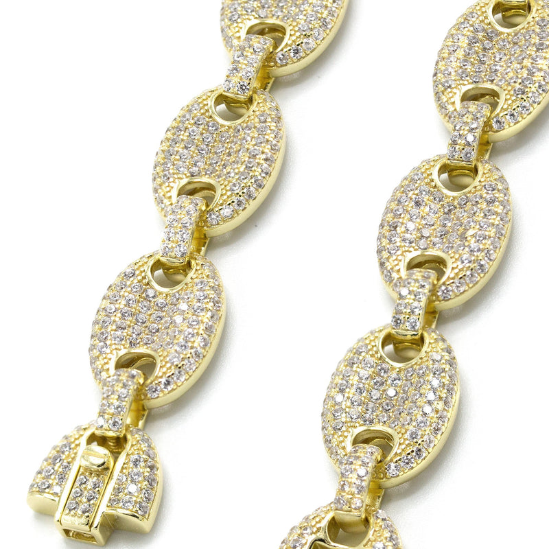 Silver Chain -  Gold Iced Out Puff Chain