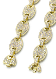 Silver Chain -  Gold Iced Out Puff Chain