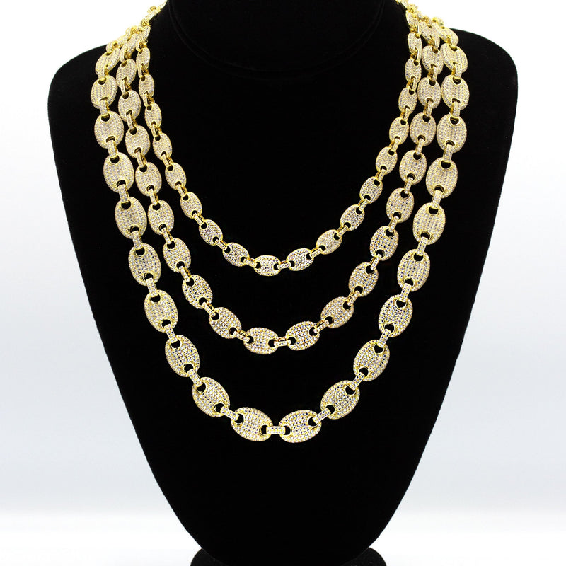 Silver Chain -  Gold Iced Out Puff Chain