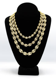 Silver Chain -  Gold Iced Out Puff Chain
