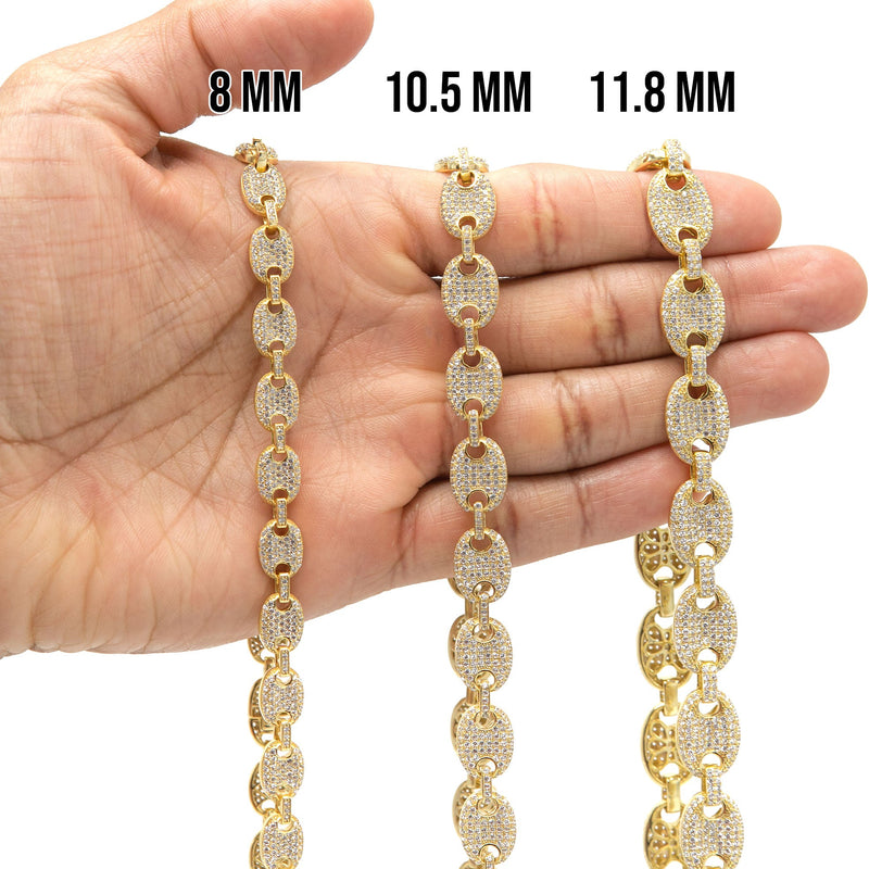 Silver Chain -  Gold Iced Out Puff Chain