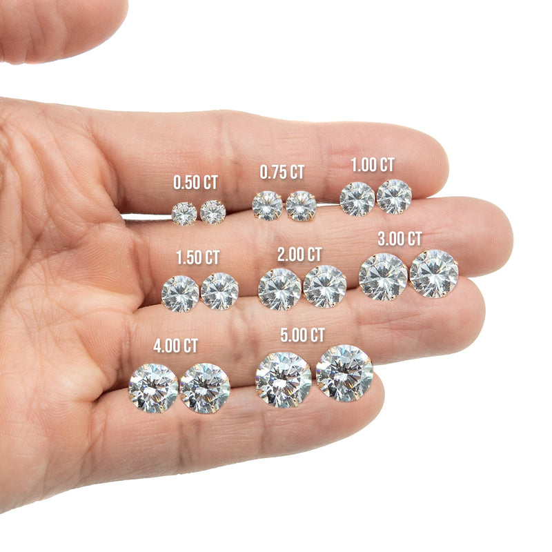 Lab Grown Diamond Stud Earrings - 14K White Gold