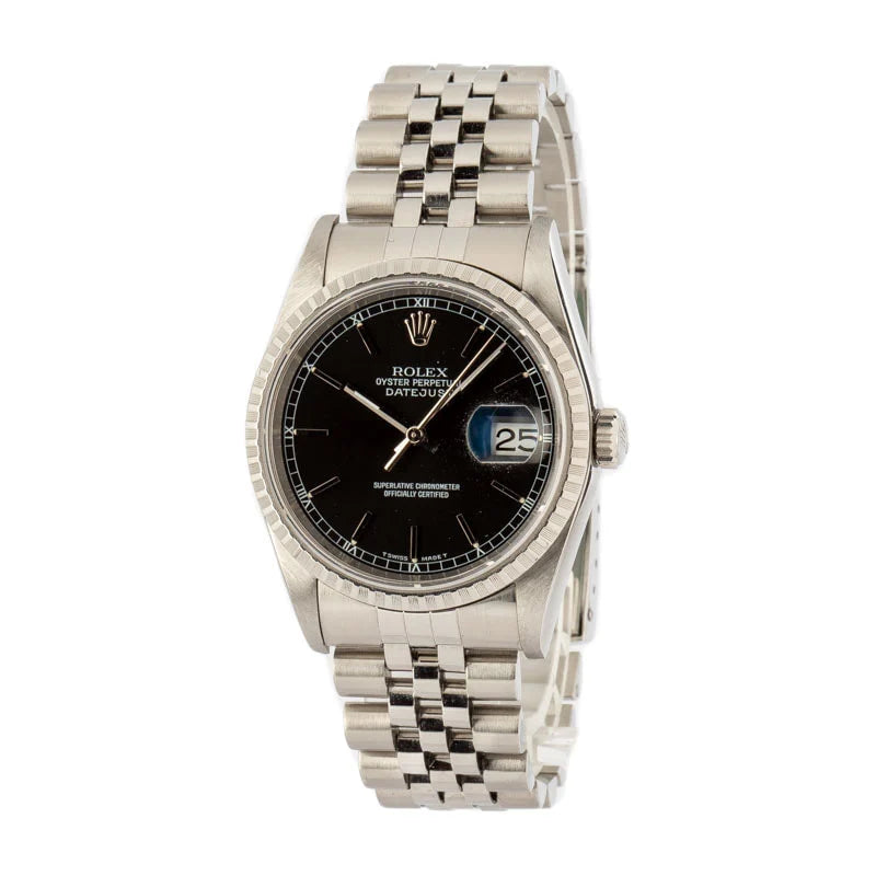 Rolex Datejust Watch 16220 for Men | 36MM | Black Dial | Stainless Steel | Jubilee Band
