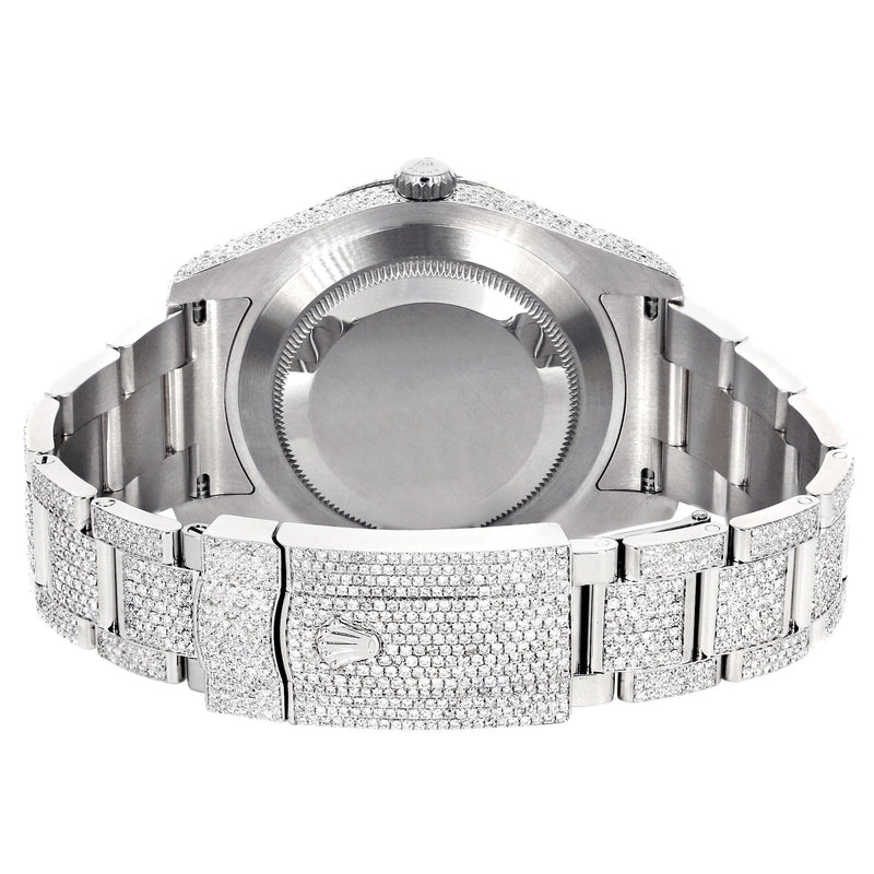 Iced Out Rolex Datejust 36 MM | Stainless Steel | 10 Carats of Diamonds | Blue Arabic Diamond Dial | Oyster Band