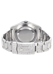 Iced Out Rolex Datejust 36 MM | Stainless Steel | 16.5 Carats of Diamonds | Silver Texture Diamond Dial | Oyster Band | Model 116200