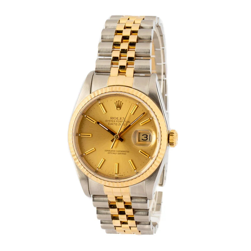 Rolex Datejust Watch 16233 for Men | 36MM | Champagne Dial | Two Tone | Jubilee Band